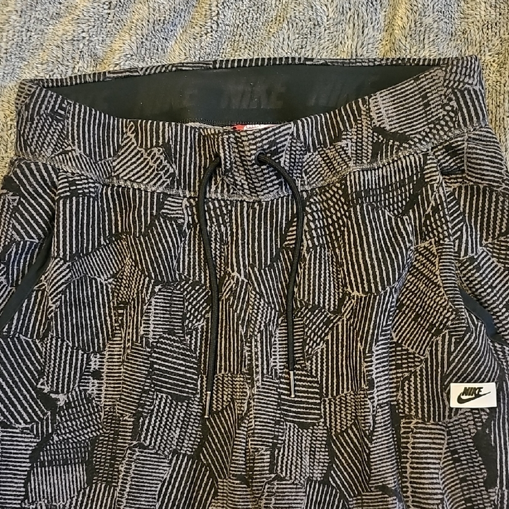 Nike Black and White Geometric Track Pants